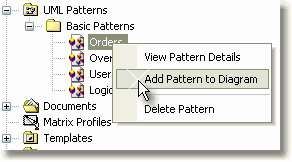 Add Pattern to Diagram menu item