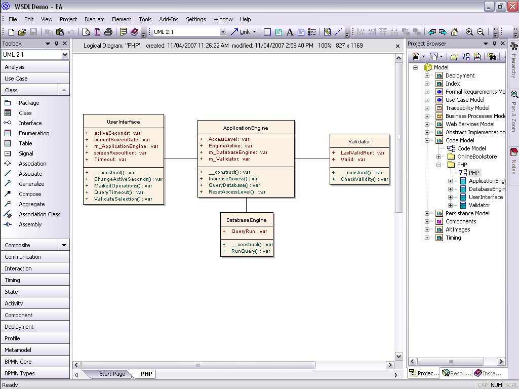 Model PHP UML diagrams for code engineering and generation ...