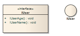 Alternate notations for a UML Interface element using Sparx Systems Enterprise Architect.