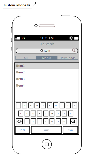 Example iPhone 4s Wireframe (vertical aspect) in Sparx Systems Enterprise Architect