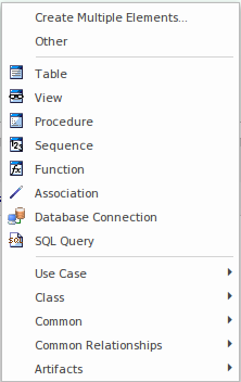Using the Toolbox Shortcut menu as an alternative to the full graphical toolbox in Sparx Systems Enterprise Architect.