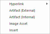 Drop menu for UML Artifact elements in Sparx Systems Enterprise Architect.