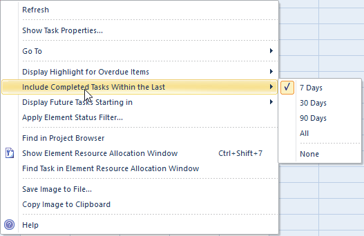 Gantt Chart Allocation Options in Sparx Systems Enterprise Architect.