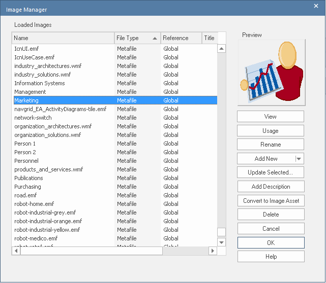 Viewing an image in the Image Manager in Sparx Systems Enterprise Architect.