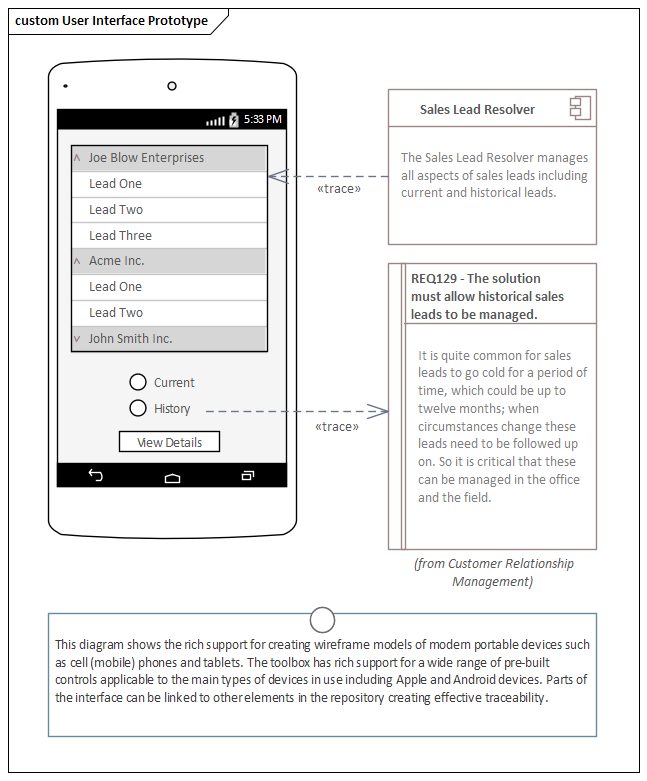 Business Analysis tool, User Interface Wireframing in Sparx Systems Enterprise Architect