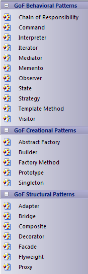 Gang of Four patterns toolbox in Sparx Systems Enterprise Architect. Gang of Four patterns toolbox in Sparx Systems Enterprise Architect.