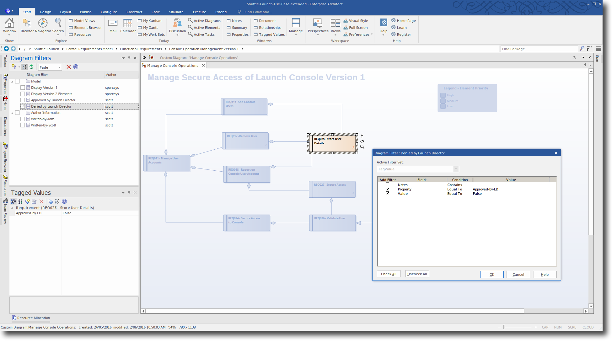 Enterprise Architect 13: Diagram Filtering - Configure Diagram Filter for false entry