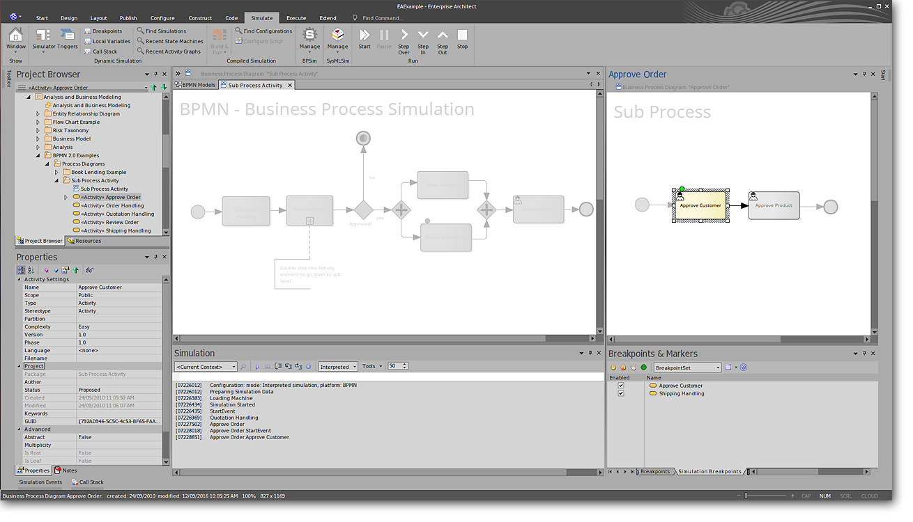 Enterprise Architect: Business Simulation (Office 2016 Dark Grey Visual Style)